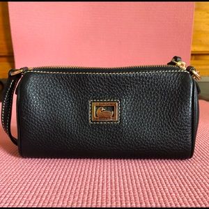 Small black leather bag